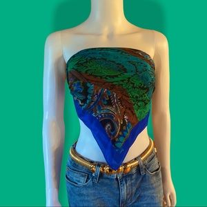 Vintage 90s Paisley Bandana Square Scarf Top - O/S